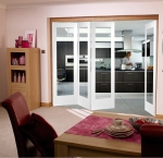 Roomfold Pattern 10 (clear glass) White Primed Internal Folding Sliding Doors